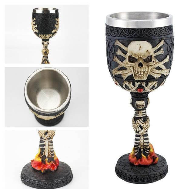 Stainless Steel Skull Gothic Goblet Cocktail Glass - Image 16