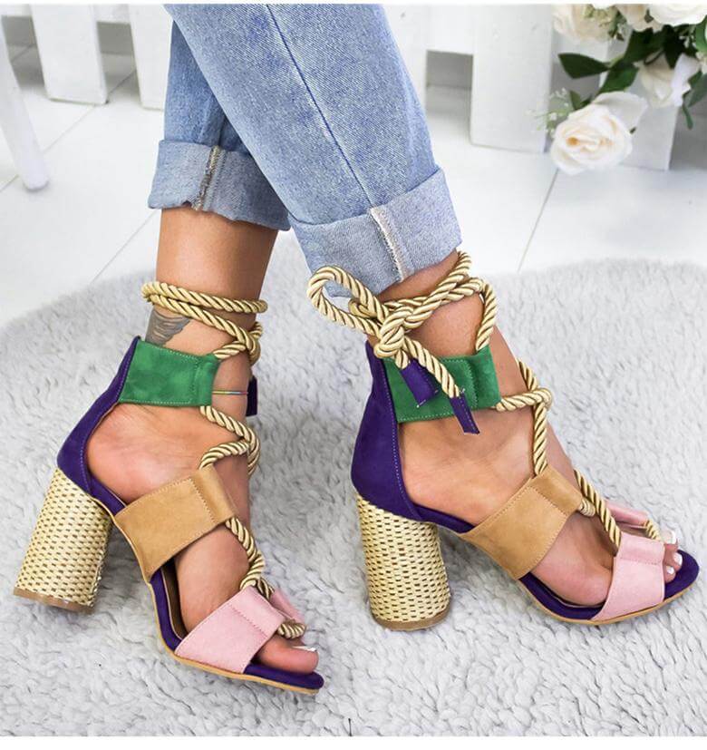 Lace Up Colorful Gladiator Sandals - Image 2