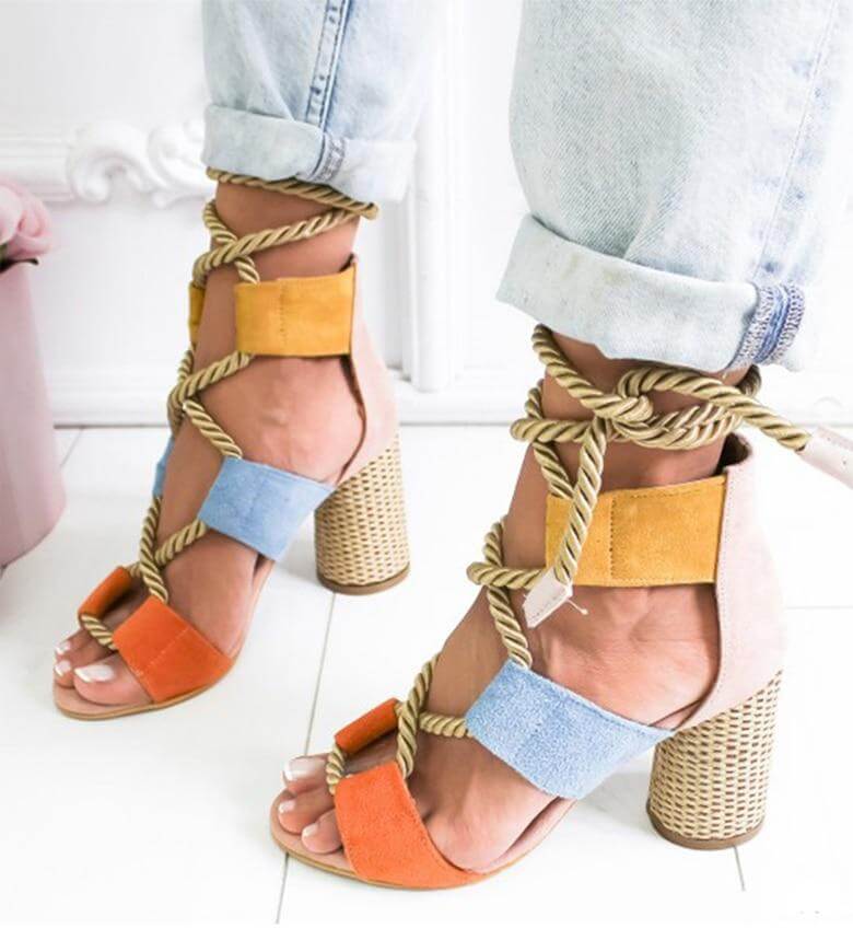 Lace Up Colorful Gladiator Sandals - Image 12