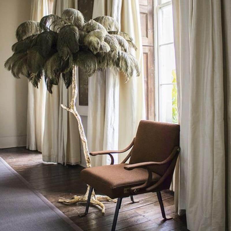 Icelandic Ostrich Feather Tree Lamp - Image 1