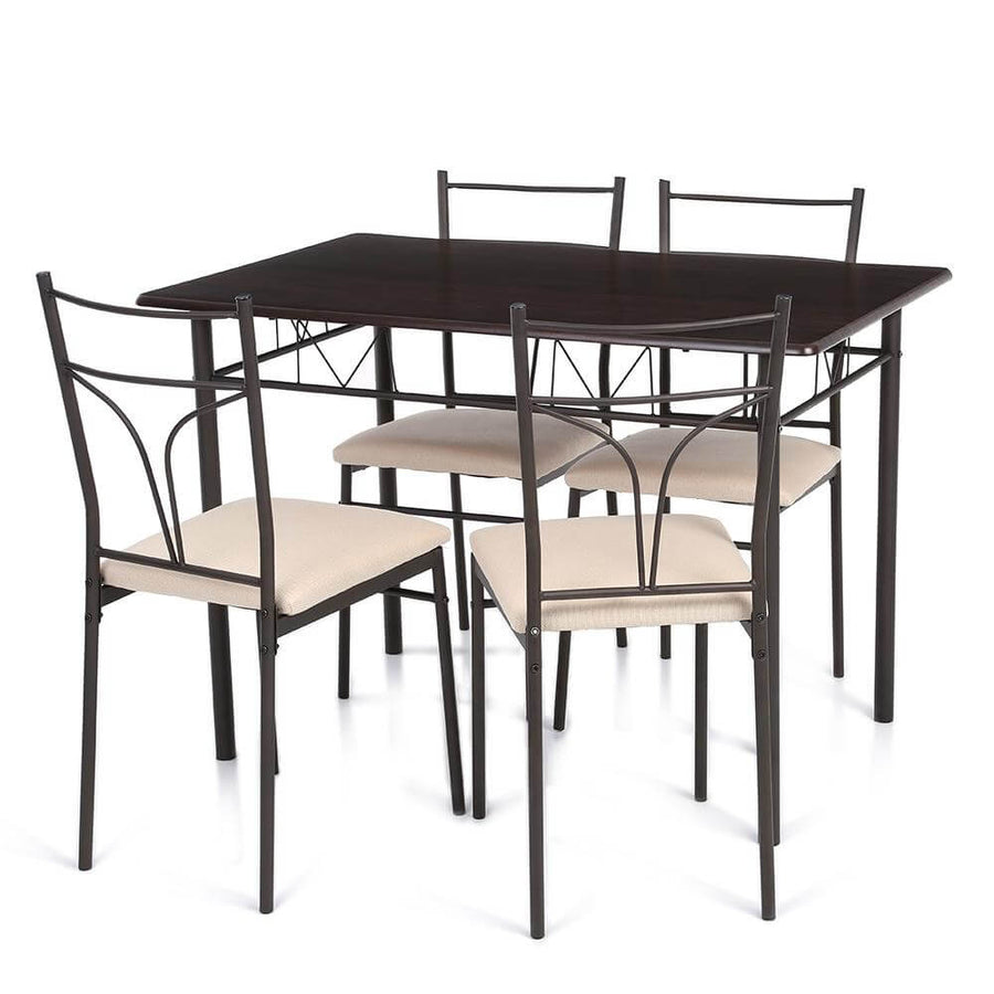 5PCS Modern Metal Frame Kitchen Table with Chairs - Image 1