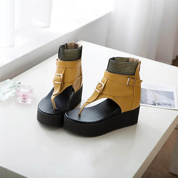 Leather Gladiator Platform Sandals - Image 2