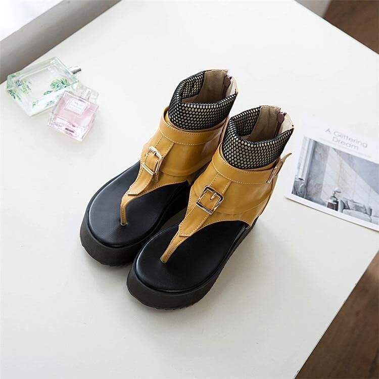 Leather Gladiator Platform Sandals - Image 7