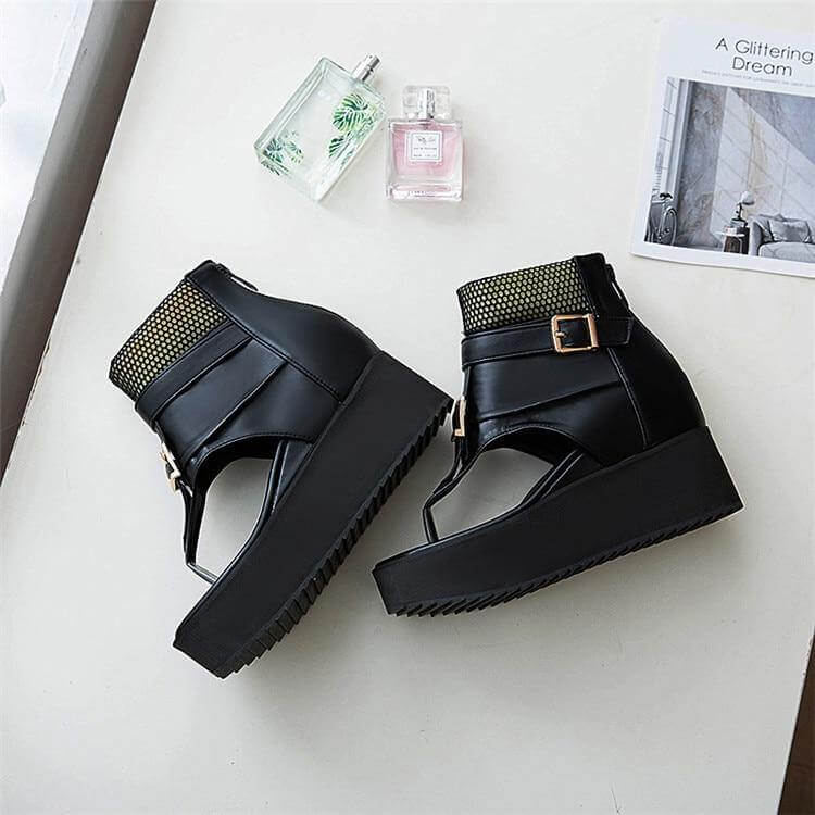 Leather Gladiator Platform Sandals - Image 8