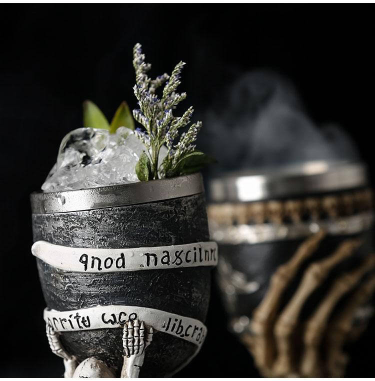Stainless Steel Skull Gothic Goblet Cocktail Glass - Image 14