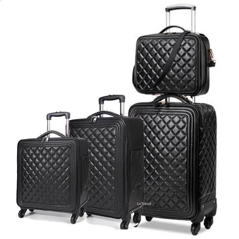 High Capacity Luxury Retro PU Leather Suitcases - Image 0