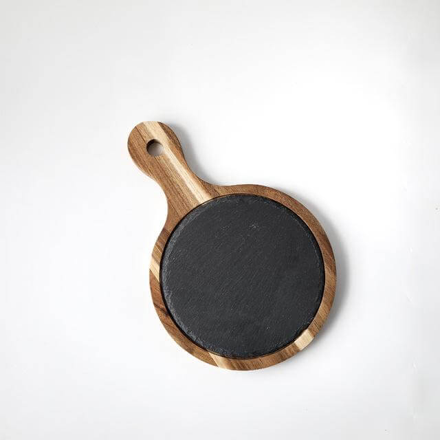 Wooden Slate Round Snack Food Plate - Image 2