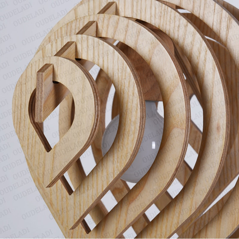 Wooden Water Drop Shaped Pendant Light - Image 5
