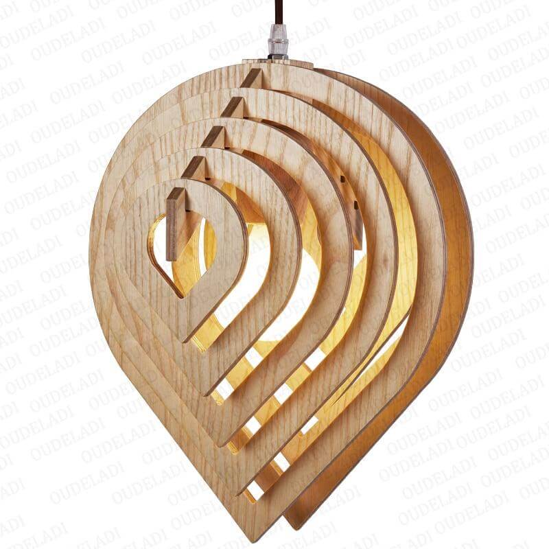 Wooden Water Drop Shaped Pendant Light - Image 1