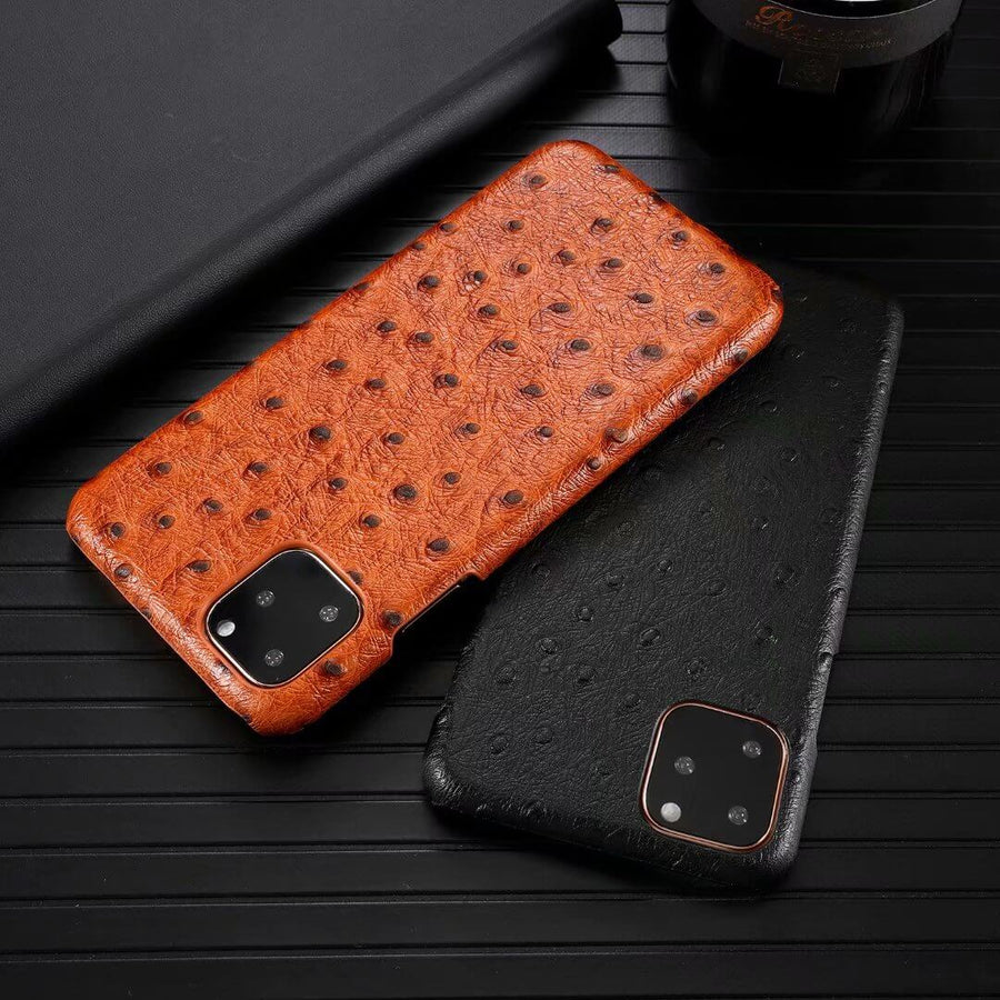 Genuine Leather Ostrich Pattern iPhone Case - Image 0