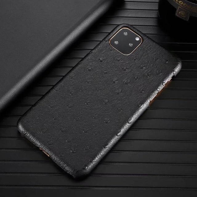 Genuine Leather Ostrich Pattern iPhone Case - Image 2