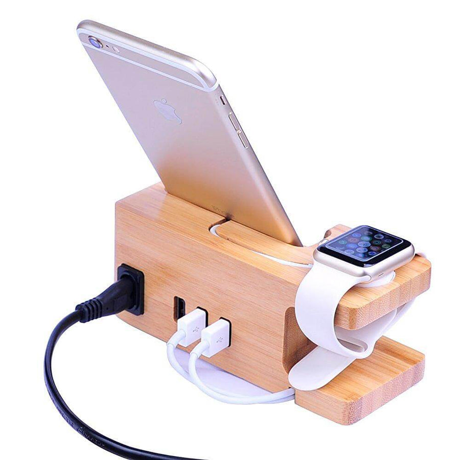 Bamboo Wood Charger Station for Apple Products - Image 0