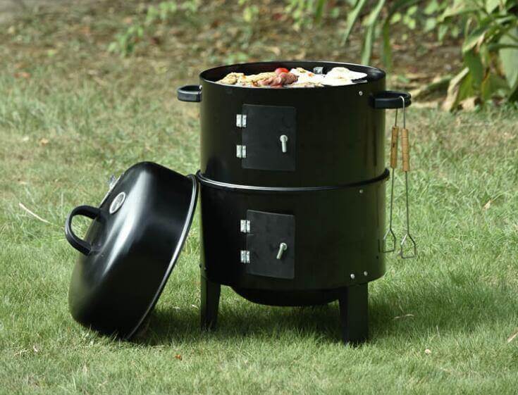 Smoker BBQ Round Stackable Grill with Lid - Image 1