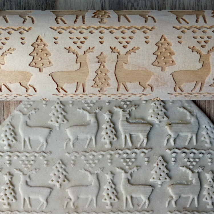 3D Wooden Christmas Rolling Pin - Image 1