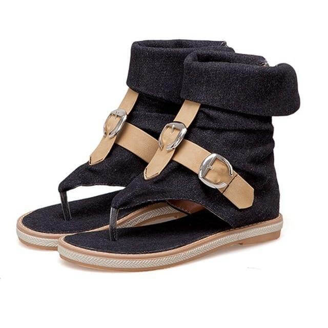 Gladiator Buckle Jean Sandals - Image 2