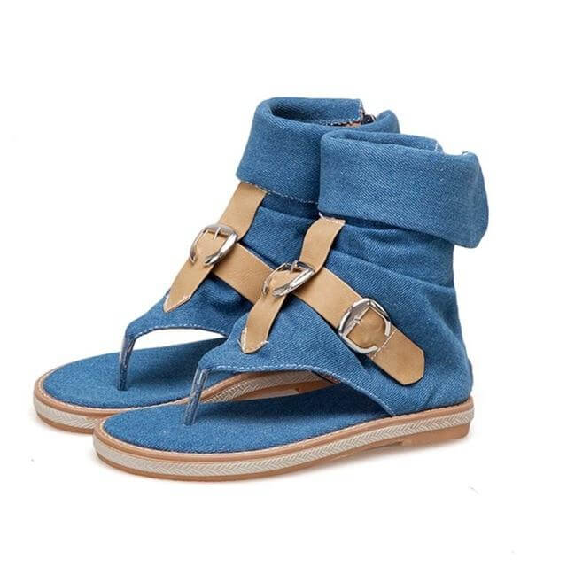 Gladiator Buckle Jean Sandals - Image 3