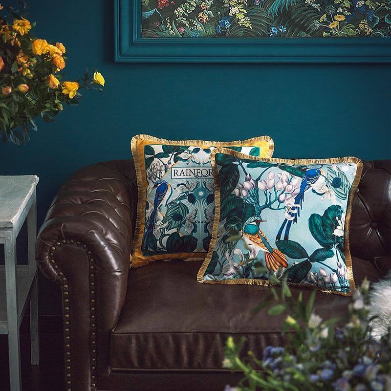 Antique Rainforest Chinese Art Velvet Pillowcase - Image 2