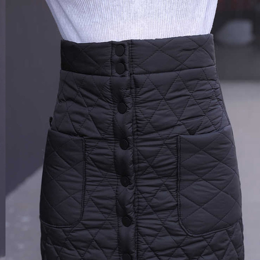 Padded Cotton Long Warm Skirt - Image 1