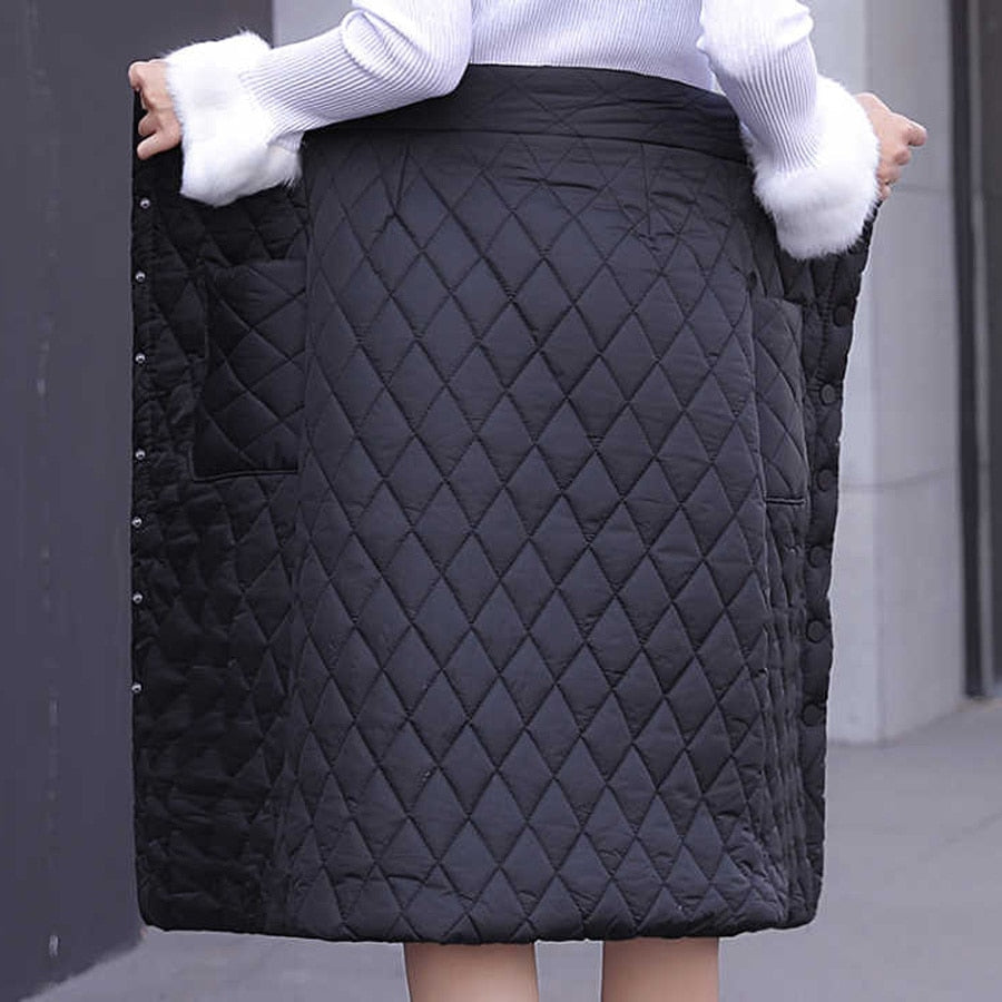 Padded Cotton Long Warm Skirt - Image 4