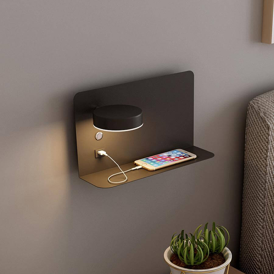 Pragmatism LED Wall Lamp Shelf with USB Phone Charger - Image 10