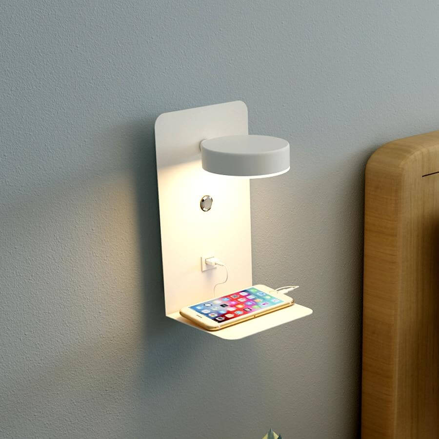 Pragmatism LED Wall Lamp Shelf with USB Phone Charger - Image 5