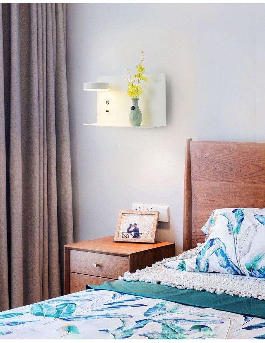Pragmatism LED Wall Lamp Shelf with USB Phone Charger - Image 3
