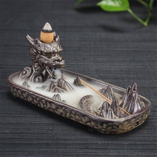 Ceramic Dragon Censer Smoke Backflow Incense Burner - Image 0