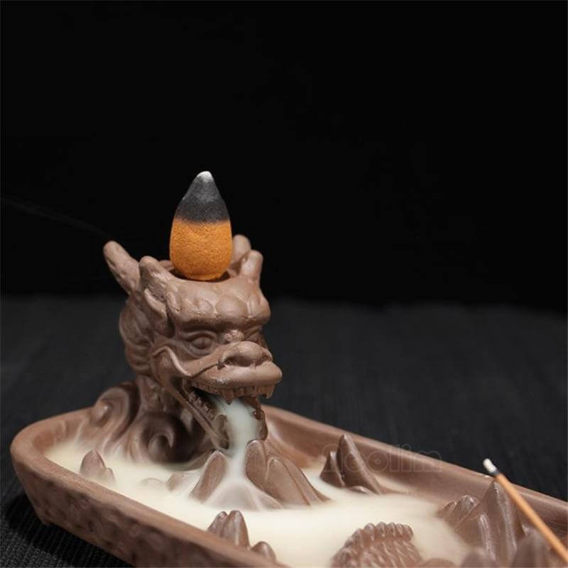 Ceramic Dragon Censer Smoke Backflow Incense Burner - Image 6
