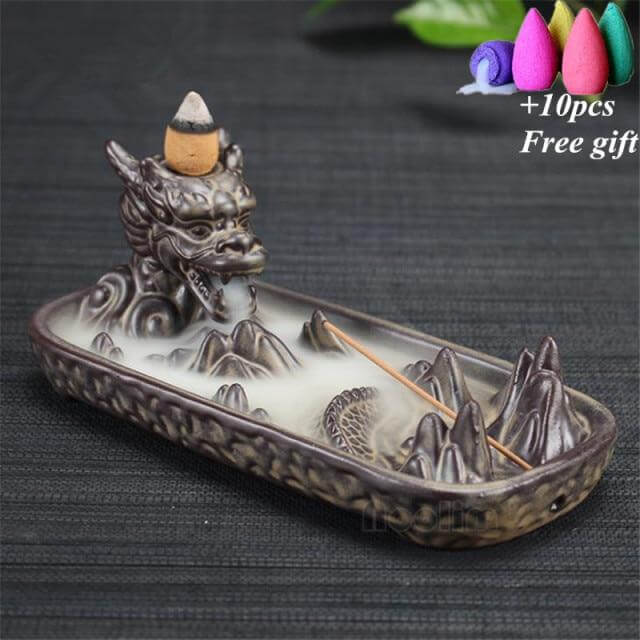 Ceramic Dragon Censer Smoke Backflow Incense Burner - Image 5