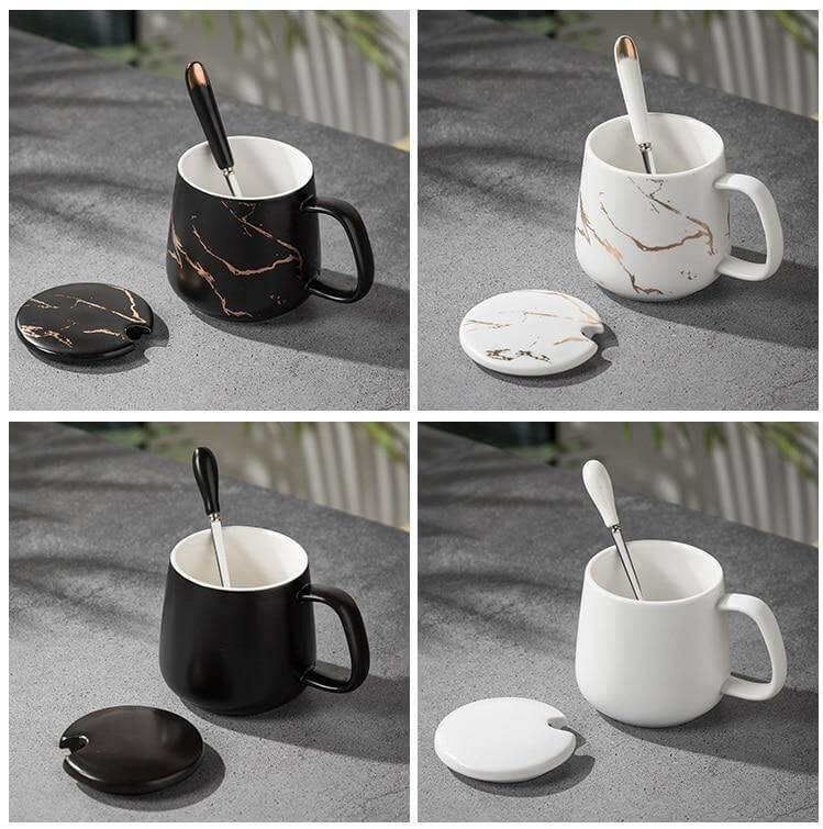 Elegant Marble Ceramic Coffee Mug Gift Set - Image 6