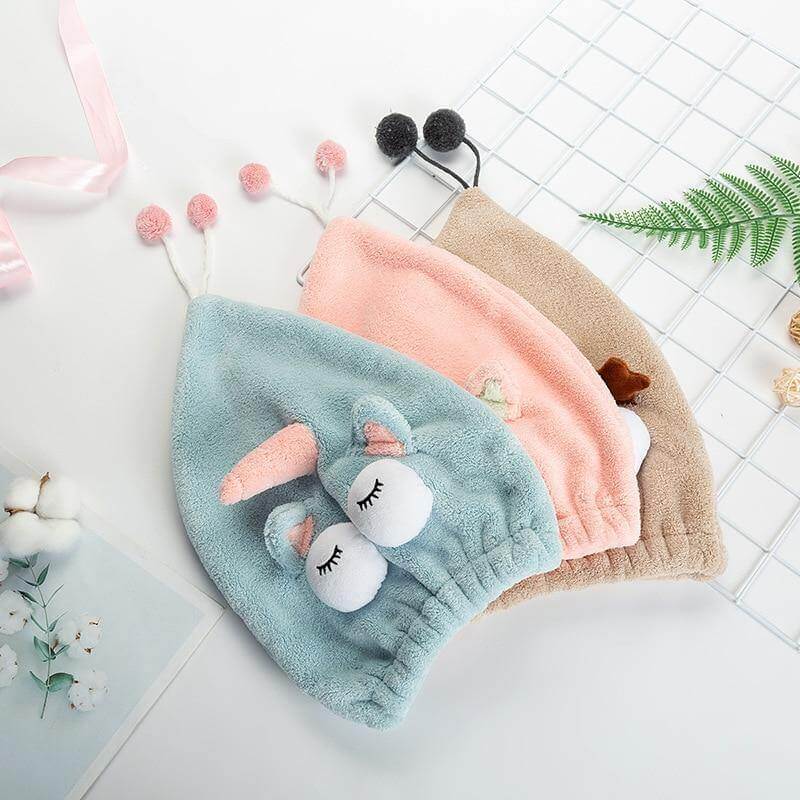 Cute Bath Towel Hair Dryer Hat - Image 1
