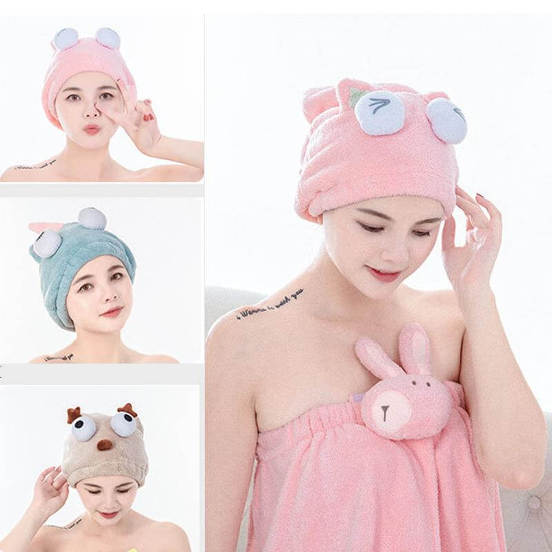 Cute Bath Towel Hair Dryer Hat - Image 2