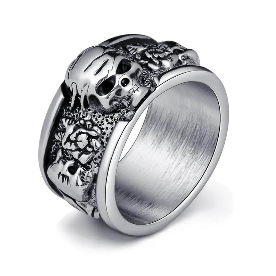 Silver Gothic Skull Unisex Rings - Image 6