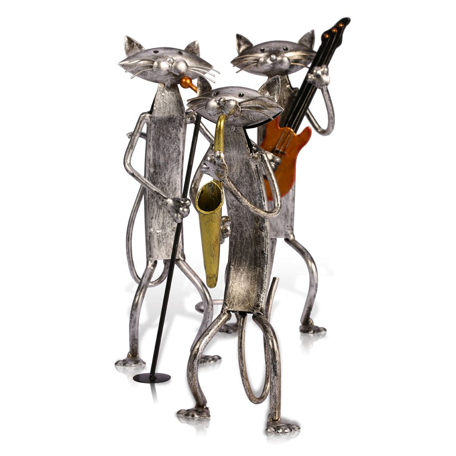 3 Mini Musician Cats Modern Sculpture - Image 4