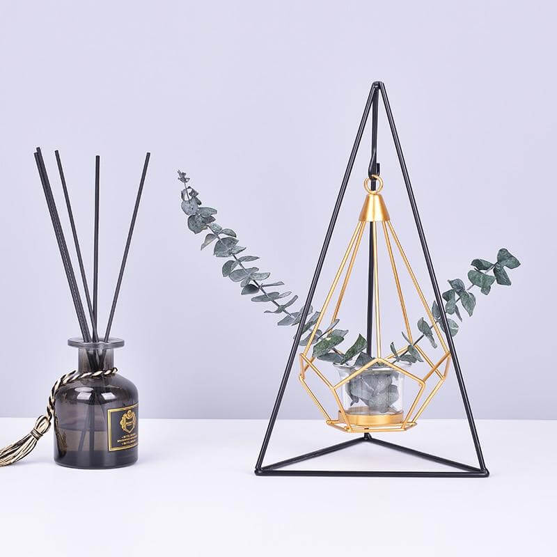 Nordic Gold Geometric Metal Candle Holder - Image 4