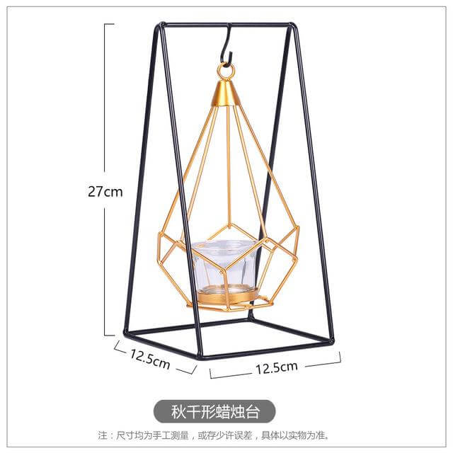 Nordic Gold Geometric Metal Candle Holder - Image 2