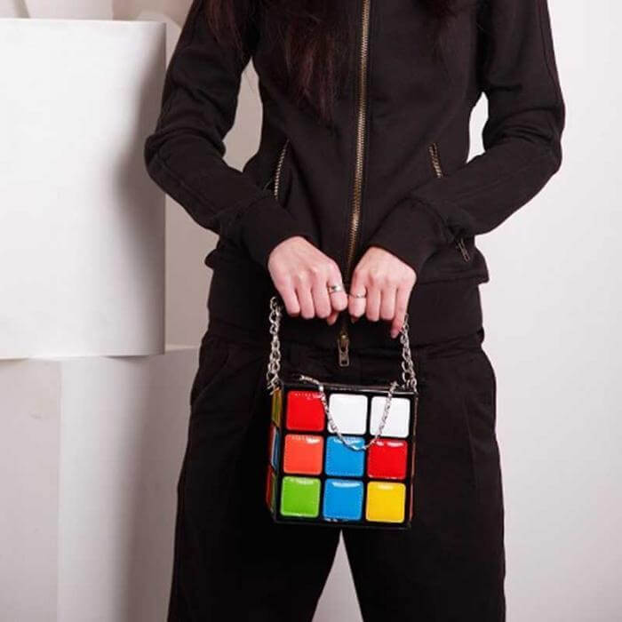 Leather Durable Cube Handbag - Image 3