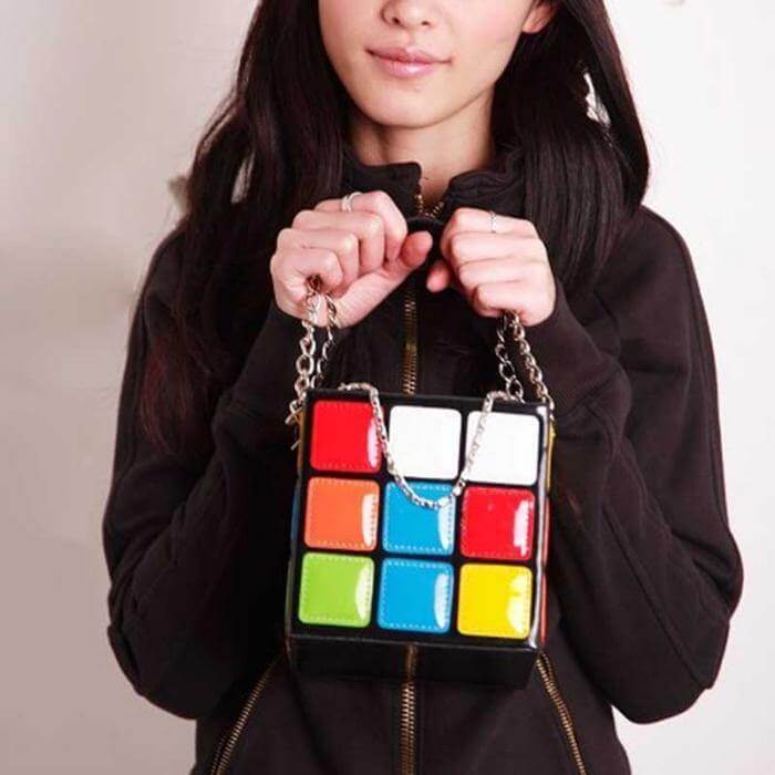 Leather Durable Cube Handbag - Image 2