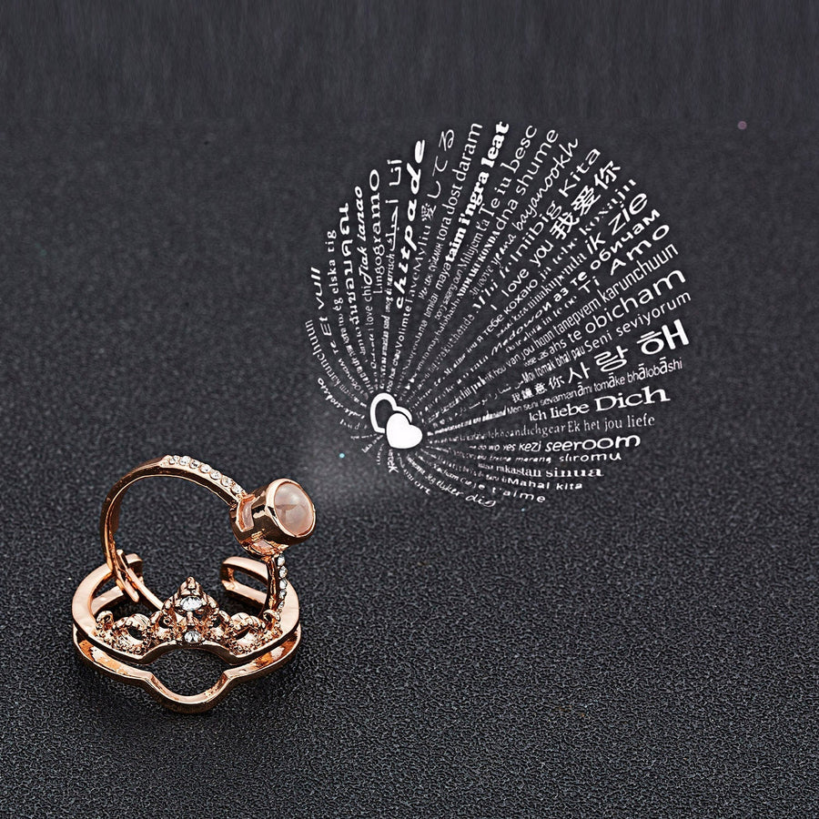 100 Languages I Love You Projection Crown Couple Ring - Image 4