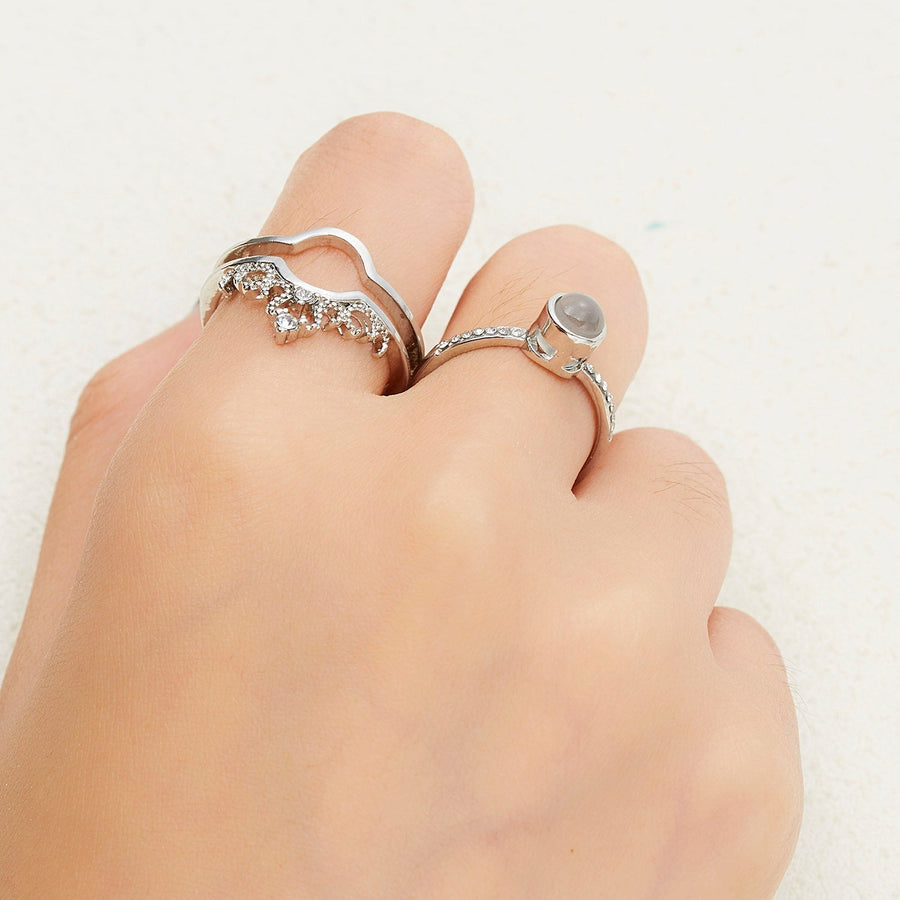 100 Languages I Love You Projection Crown Couple Ring - Image 6