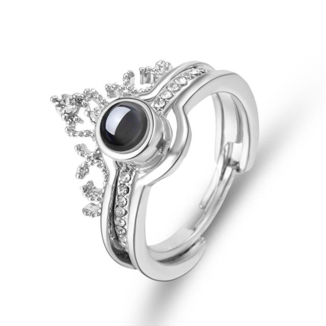 100 Languages I Love You Projection Crown Couple Ring - Image 1