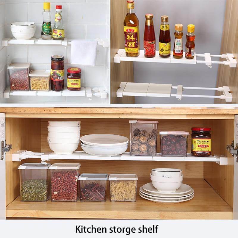 No-Drill Adjustable Kitchen Cabinet Organizer Rack - Image 1