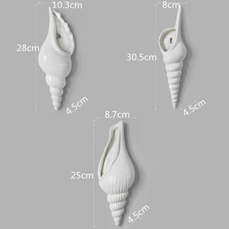 3D Conch Mural Flower Vase - Image 2