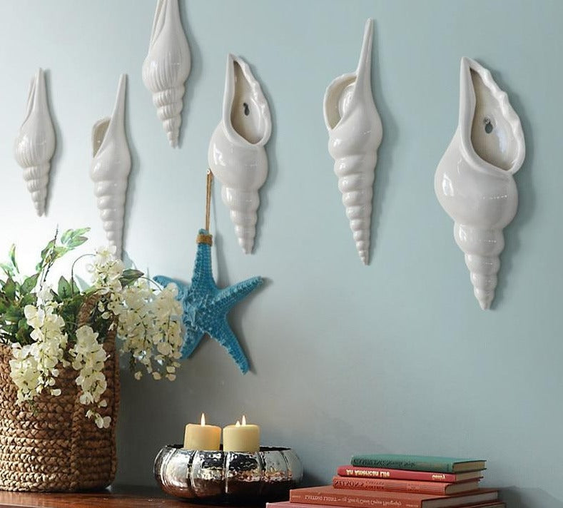 3D Conch Mural Flower Vase - Image 1