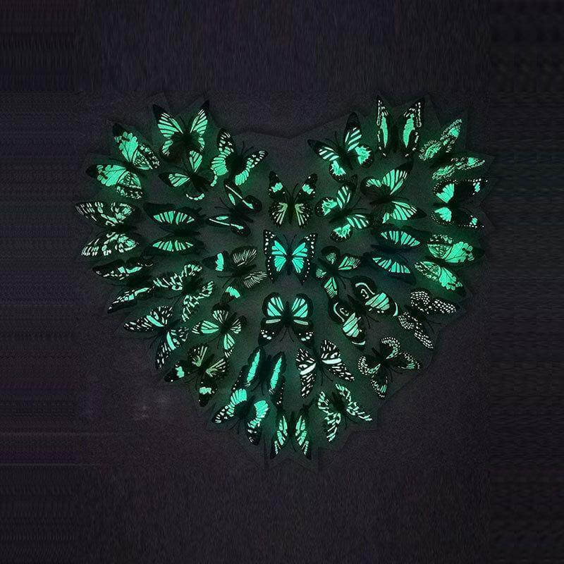 12 Pcs Luminous Butterfly Sticker - Image 0