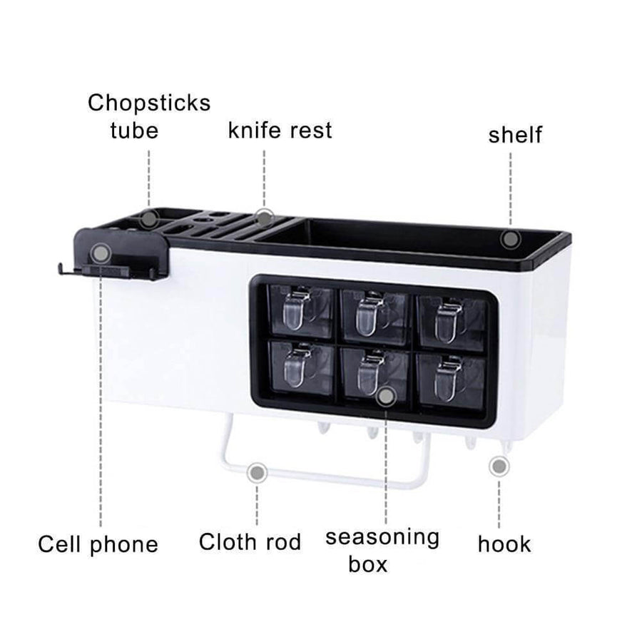 Multipurpose Useful Shelf Seasoning Storage Organizer with Phone Holder - Image 8