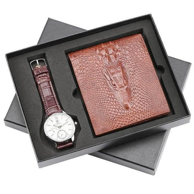 Men Watches Steel/Leather Gift Set - Image 6