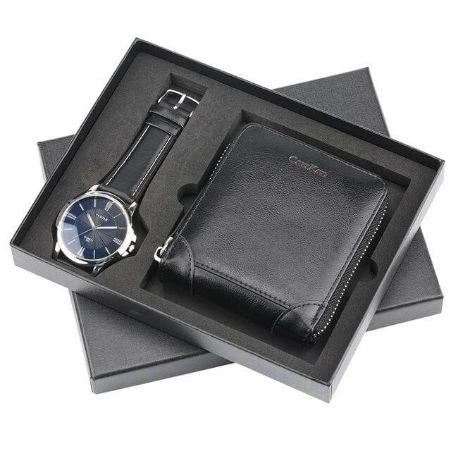 Men Watches Steel/Leather Gift Set - Image 3