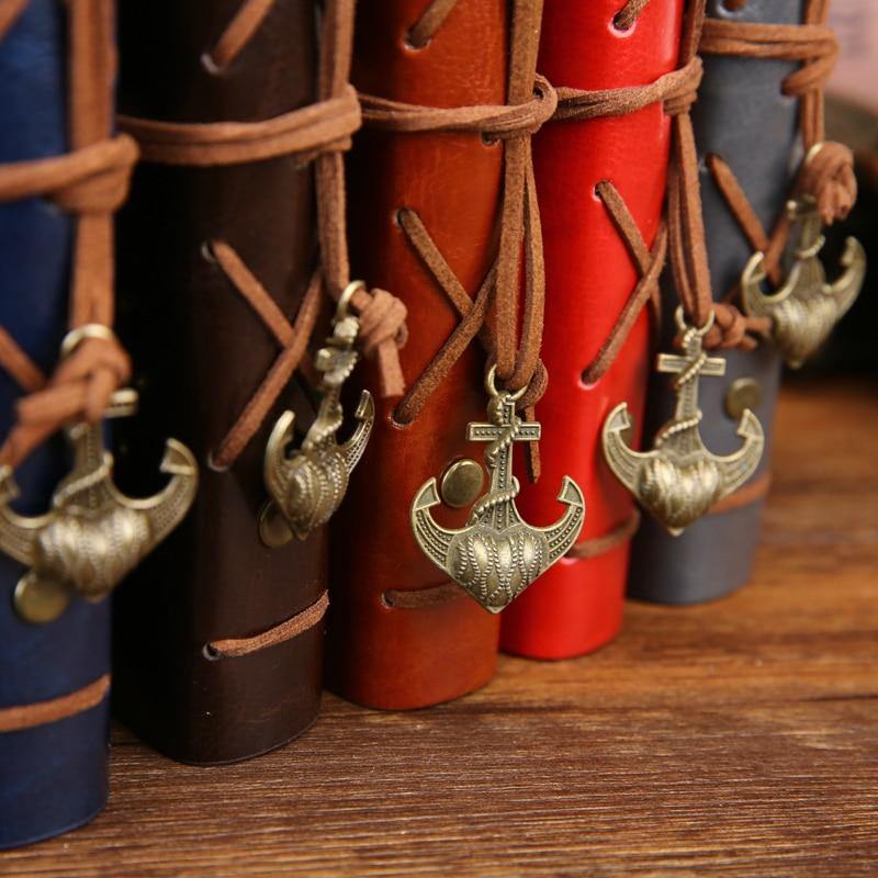 Retro PU Leather Pirate Spiral Notebook - Image 1