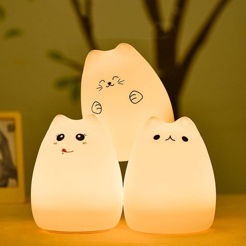 Colorful LED Silicone Touch Sensor Cat Night Lamp - Image 2